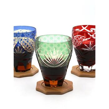 日式江戶切子水晶玻璃杯威士忌酒杯手工刻花啤酒杯傳統工藝品家用
