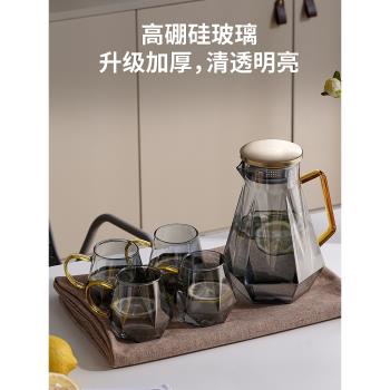 冰箱冷水壺涼水壺家用檸檬泡茶壺夏耐高溫玻璃杯裝水瓶大容量套裝