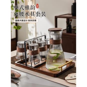 耐高溫涼水壺家用高硼矽玻璃冷水壺白開水杯套裝客廳復古泡茶扎壺