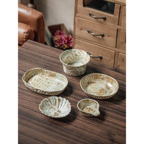 ALIFFANY【瑪奇系列】復古粗陶異形陶瓷日式餐具碗盤碟子單品新款
