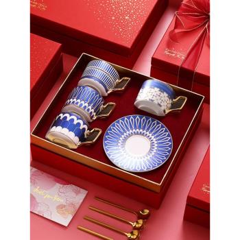 歐式輕奢咖啡杯碟禮盒小奢華陶瓷精緻家用下午茶茶具水杯杯子套裝