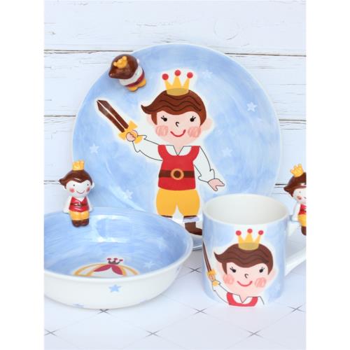 泰國進口卡通兒童陶瓷餐具小王子水杯可愛飯碗盤子釉下彩送禮禮盒