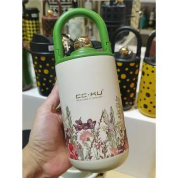 小香風花團錦簇保溫杯小巧便攜男款水杯學生高階感吸管咖啡杯新款
