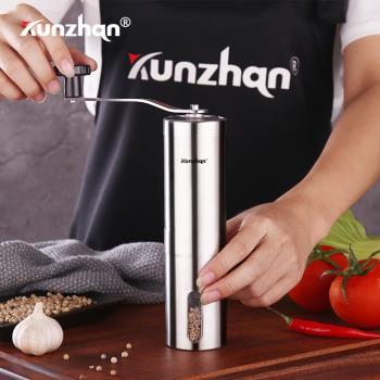 鴻俊達不銹鋼手搖研磨器手動花椒粉家用廚房黑胡椒粒碾碎瓶多用途