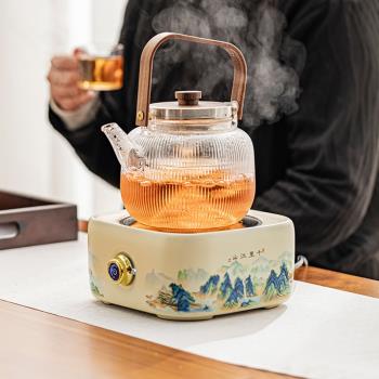 2025新款千里江山·電陶爐圍爐煮茶壺燒水泡茶玻璃加厚耐熱提樑壺