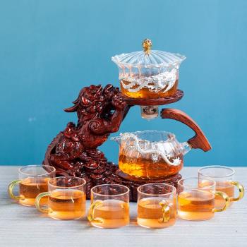 2025新款招財貔貅茶具套裝家用自動輕奢高檔網紅玻璃懶人泡茶神器