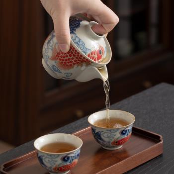 旅行茶具套裝便攜式戶外露營大號泡茶帶過濾高檔功夫茶具手抓壺