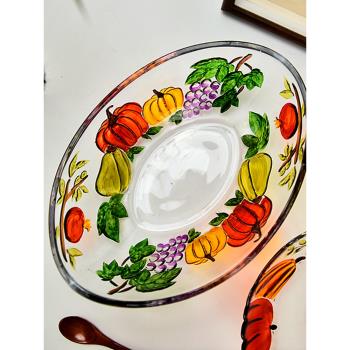 弗萊文茨水晶玻璃南瓜碗5寸米飯碗沙拉碗玻璃碗家用乾果碗
