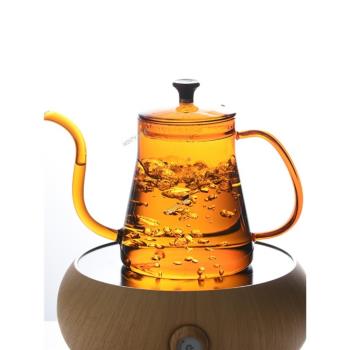 手工彩色耐熱玻璃手沖咖啡壺細口壺家用咖啡器具長嘴電陶爐加熱