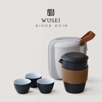 聞說|黑砂出塵快客杯戶外陶瓷一壺三杯便攜外出旅行功夫茶具套裝