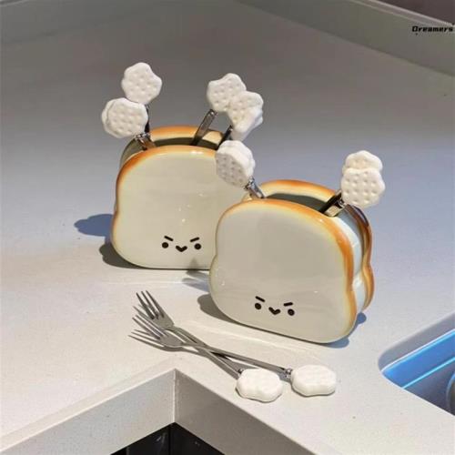 吐司水果叉可愛卡通高顏值創意家用甜品下午叉蛋糕叉子收納罐廠家