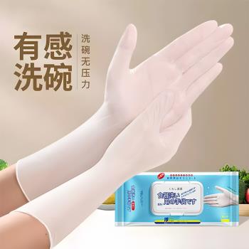 日本一次性手套食品級專用洗碗家務廚房耐用型丁腈加厚加長防水女