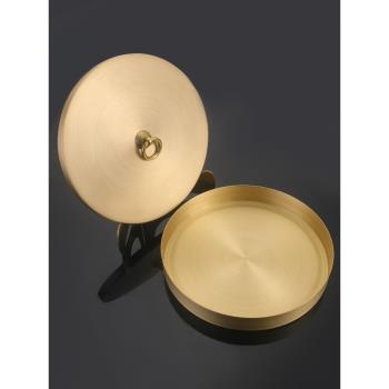 匠魚高檔純銅普洱茶盒茶餅收納盒帶茶托架子密封儲存罐茶具配件