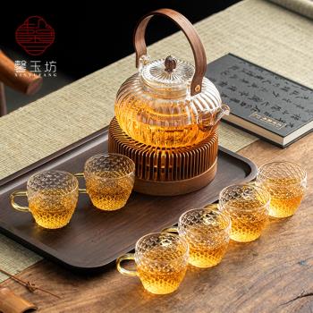 輕奢燈籠提樑玻璃壺溫茶爐套裝家用餐廳下午茶蠟燭煮茶爐圍爐花茶