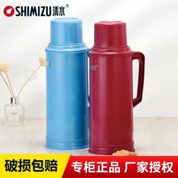 清水家用熱水瓶老式傳統木塞保溫壺塑膠外殼玻璃內膽暖壺1061