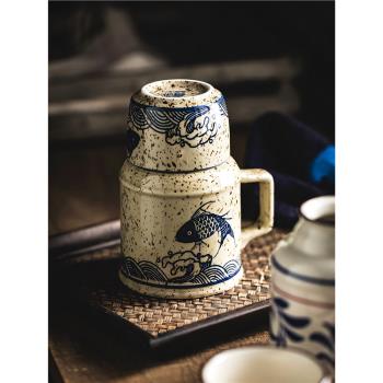 陶瓷小暖壺老式茶壺泡茶專用一人帶蓋杯子家用復古水杯餐具釉下彩