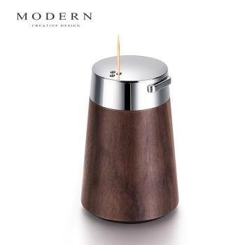 MODERN摩登原創輕奢胡桃木按壓防塵防灰密封牙簽盒裝飾簡約居家飾