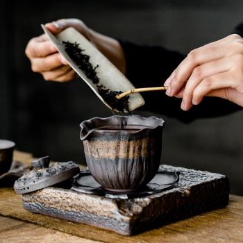 日式陶瓷茶壺鎏金手抓壺泡茶杯復古快客杯三才蓋碗手工功夫茶具