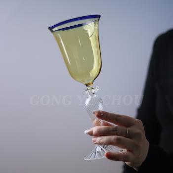 法式復古熱紅酒杯耐熱玻璃材質高腳杯香檳杯vintage中古葡萄酒杯
