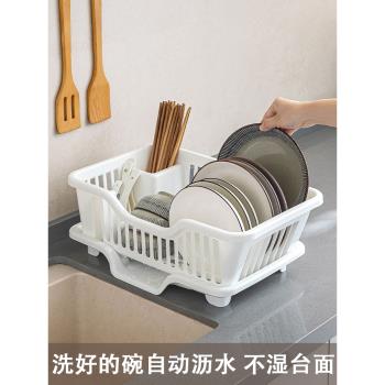 瀝水碗盤架廚房碗碟瀝水架水槽餐具置物架家用臺面碗筷濾水收納盒
