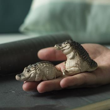 清一丨宜興紫砂鱷魚茶寵 手工陶瓷家居萌寵揚子鱷動物擺件桌面
