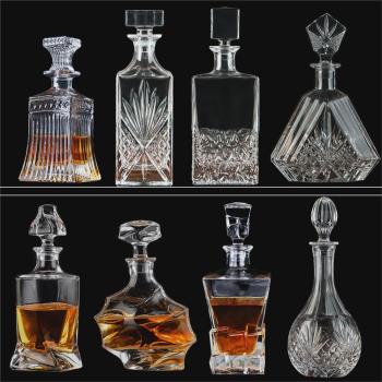 歐式水晶玻璃酒瓶個性醒酒器家用帶蓋密封洋酒瓶分酒器紅酒酒樽