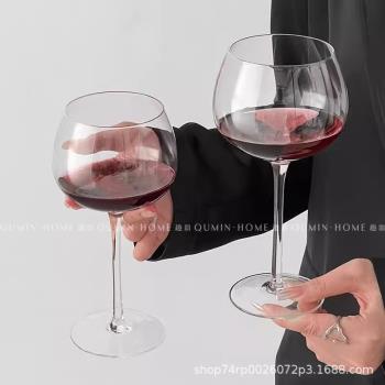 ins風玻璃高腳杯家用客廳辦公室葡萄酒輕奢紅酒杯高檔香檳杯