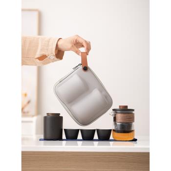 戶外便攜旅行茶具玻璃快客杯套裝旅遊外出泡茶壺一壺三杯全套茶具