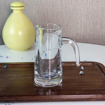 帶把手白酒分酒器加厚帶刻度75ml水晶玻璃分酒壺家用小容量量酒器