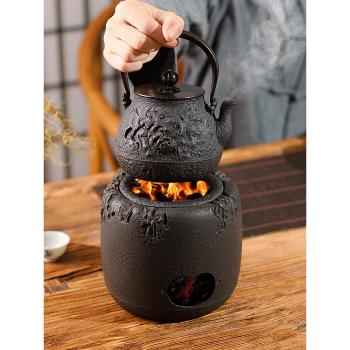 信龍堂炭燒原裝進口攀蟹鑄鐵炭爐木碳爐子圍爐煮茶器溫茶功夫茶具