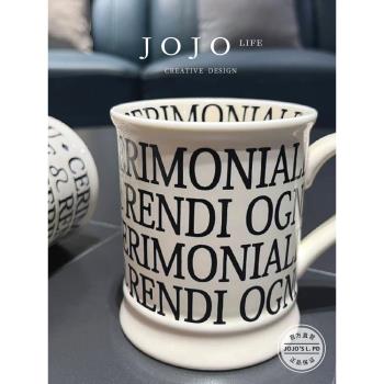 JOJOS L. PD.XingLing.咖啡杯黑色字母英倫風陶瓷馬克杯 | 杏玲