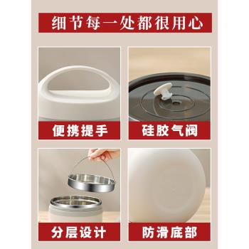 雙層保溫圓形飯盒大容量上班族外帶餐盒打包不銹鋼便當盒便攜飯桶