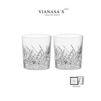 VIANASAS水晶K9玻璃威士忌杯斜紋切子杯洋酒杯子洛克杯一對禮物