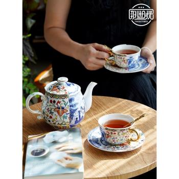 復古咖啡杯精緻高檔咖啡壺套裝中西拼接歐式下午茶具咖啡杯碟禮盒