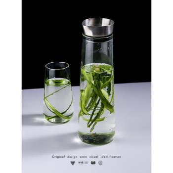北歐簡約風防塵耐熱玻璃冷水壺涼水杯家用大容量耐高溫泡茶壺扎壺