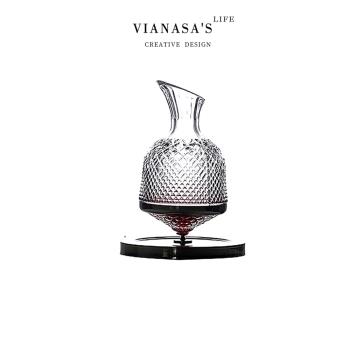VIANASAS法式高階不銹鋼旋轉醒酒器家用不倒翁快速旋轉紅酒水晶