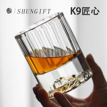 K9水晶玻璃杯江戶切子高階洋酒杯子威士忌杯手工杯浮雕日式高階感