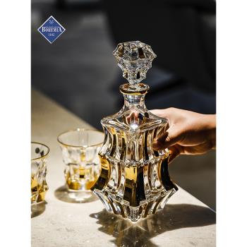 捷克進口BOHEMIA水晶玻璃歐式高檔描金酒樽套裝家用威士忌洋酒杯