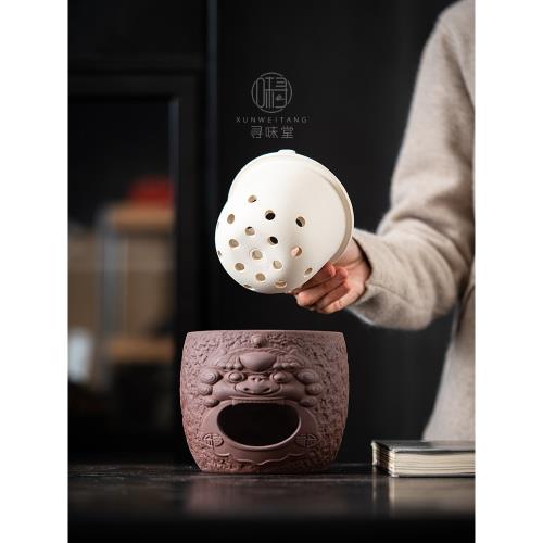 復古粗陶炭爐煮茶壺｜圍爐煮茶可干燒側把壺酒精爐炭火溫茶煮茶器|煮