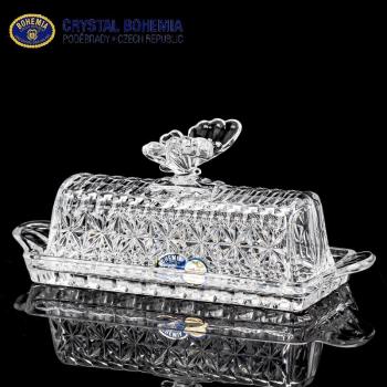 捷克進口BOHEMIA水晶玻璃帶蓋水果盤甜品蛋糕蓋點心盤品嘗盤糖缸