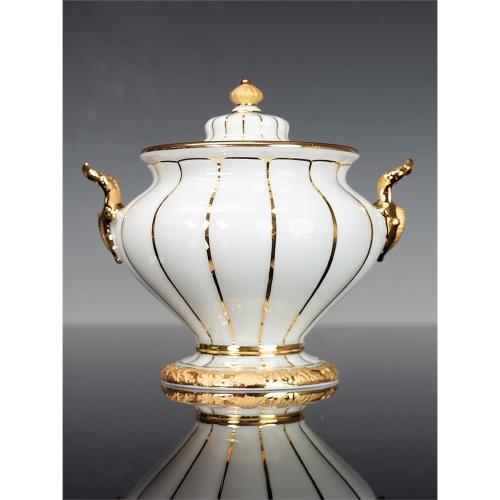 德國 MEISSEN 梅森瓷器 X-Form系列 純白描金 糖缸 糖罐