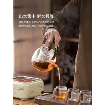 拓土純手繪筱竹電陶爐玻璃煮茶壺圍爐煮茶家用煮茶燒水泡茶壺套裝