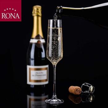 捷克進口RONA洛娜香檳杯水晶玻璃高腳杯家用長笛型氣泡酒杯甜酒杯