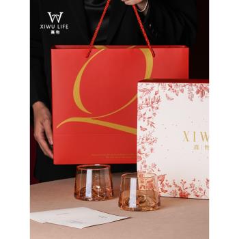 熹物「水晶富士山」玻璃杯水晶杯子威士忌酒杯水杯禮盒套裝伴手禮