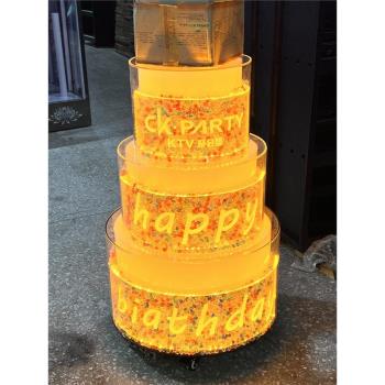酒吧led發光蛋糕塔生日派對專屬道具KTV夜店出酒座香檳展示酒架