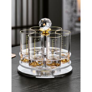 創意高檔金箔家用白酒杯二兩杯100ml帶刻度套裝小號烈酒杯一口杯