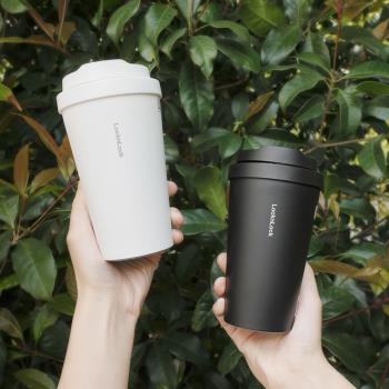 樂扣樂扣遇見元氣保溫杯女簡約ins咖啡杯子316不銹鋼水杯學生男