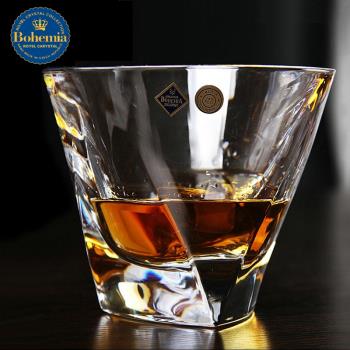 捷克進口BOHEMIA水晶玻璃威士忌杯洋酒杯XO酒杯啤酒杯創意三角款