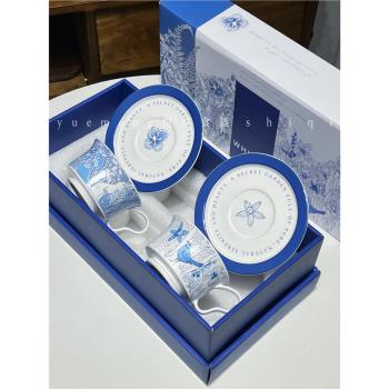 悅檬食器青花新中式陶瓷咖啡杯碟禮盒裝高檔精緻下午茶具喬遷禮物