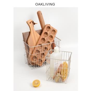 oakliving304不銹鋼收納筐廚房儲物籃零食水果收納籃浴室雜物筐